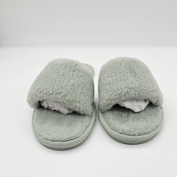 Splendid Womens Carmen Sherling Slipper Faux Fur Open Toe Slip On Slide Mint 11 - Picture 6 of 12